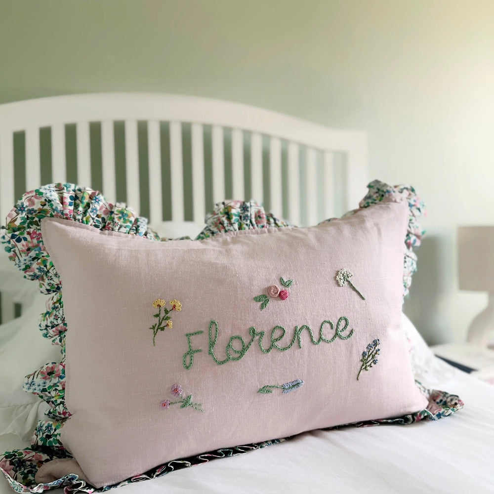 DREAMS of SUMMER Liberty Embroidered Oblong Cushion Coco & Wolf