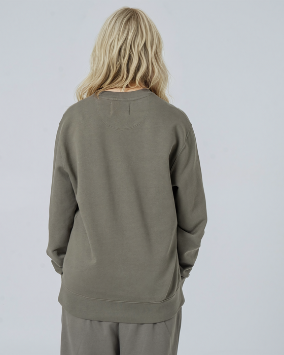 Womens Organic Cotton Relaxed-Fit Sweatshirt in Pine Green Khaki