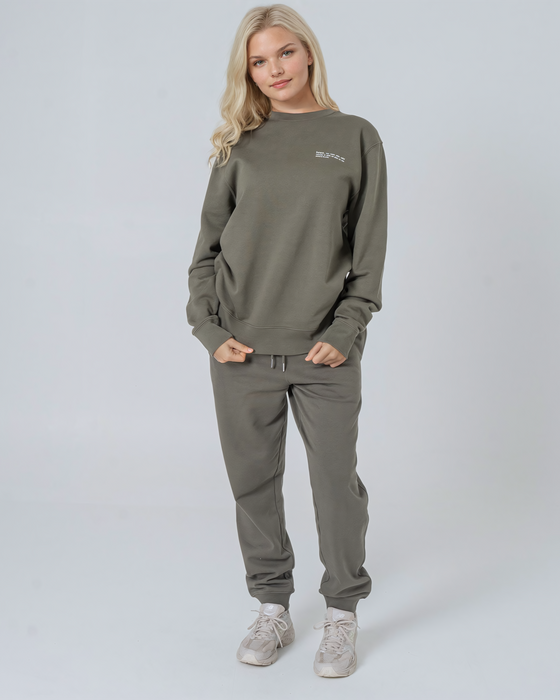 Womens Organic Cotton Relaxed-Fit Sweatshirt in Pine Green Khaki