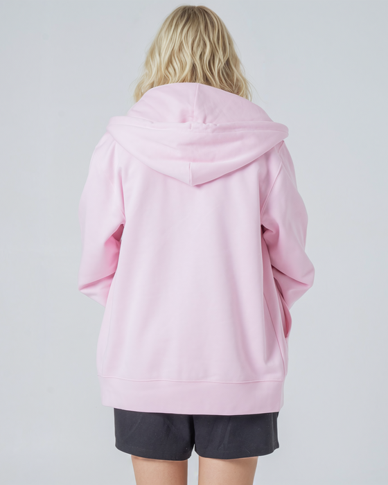 Womens Organic Cotton Relaxed-Fit Zip Hoodie in Cherry Blossom Pink