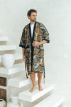 Men's Batik Robe in Navy