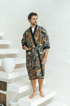 Men's Batik Robe in Navy