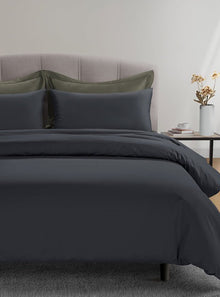  800 Thread Count Grand Splendour LUXE - Graphite Grey with Sage Green Bedding Set