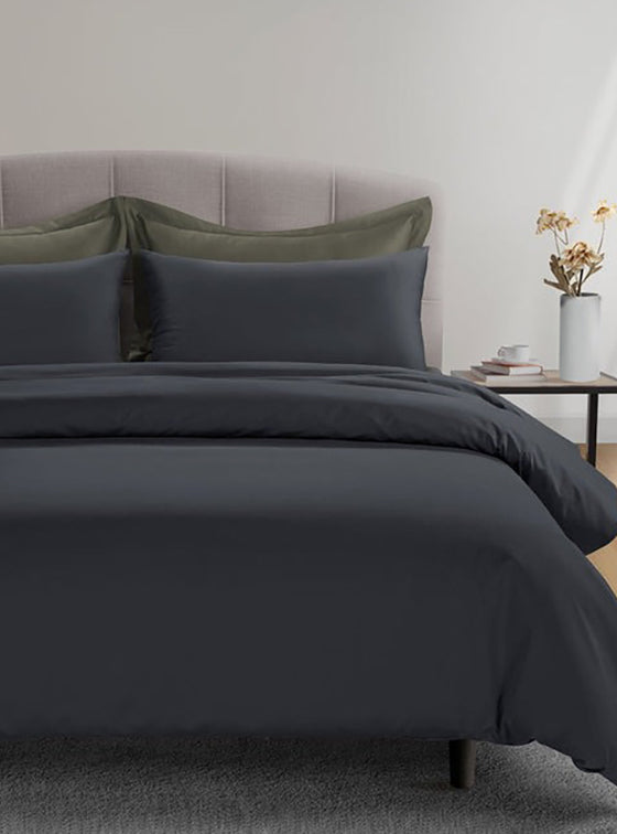 800 Thread Count Grand Splendour LUXE - Graphite Grey with Sage Green Bedding Set