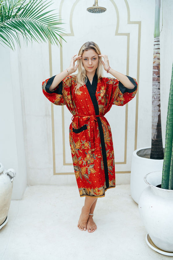 Red and Gold Kimono Robe