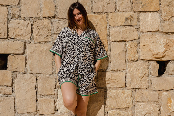 Leopard Print Cotton Pyjamas Shorts Set