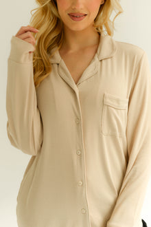  Rib Knit Bamboo Pyjama Set, in Almond Nude Made Wright London