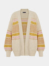 Dani Recycled Cotton Blend Chunky Balloon Sleeve Stripe Cardigan - White Cara & The Sky