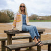 Dani Recycled Cotton Blend Chunky Balloon Sleeve Stripe Cardigan - White Cara & The Sky