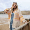 Dani Recycled Cotton Blend Chunky Balloon Sleeve Stripe Cardigan - White Cara & The Sky