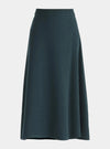 Dark Green Knitted A-Line Midi Skirt With Ribbed Details Paisie