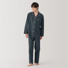  Dark Grey Pattern Men's Side Seamless Flannel Pyjamas MUJI UK