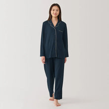  Dark Navy Women's Side Seamless Cotton Rayon Pyjamas MUJI UK