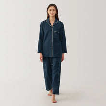  Dark Navy Women's Side Seamless Flannel Pyjamas MUJI UK