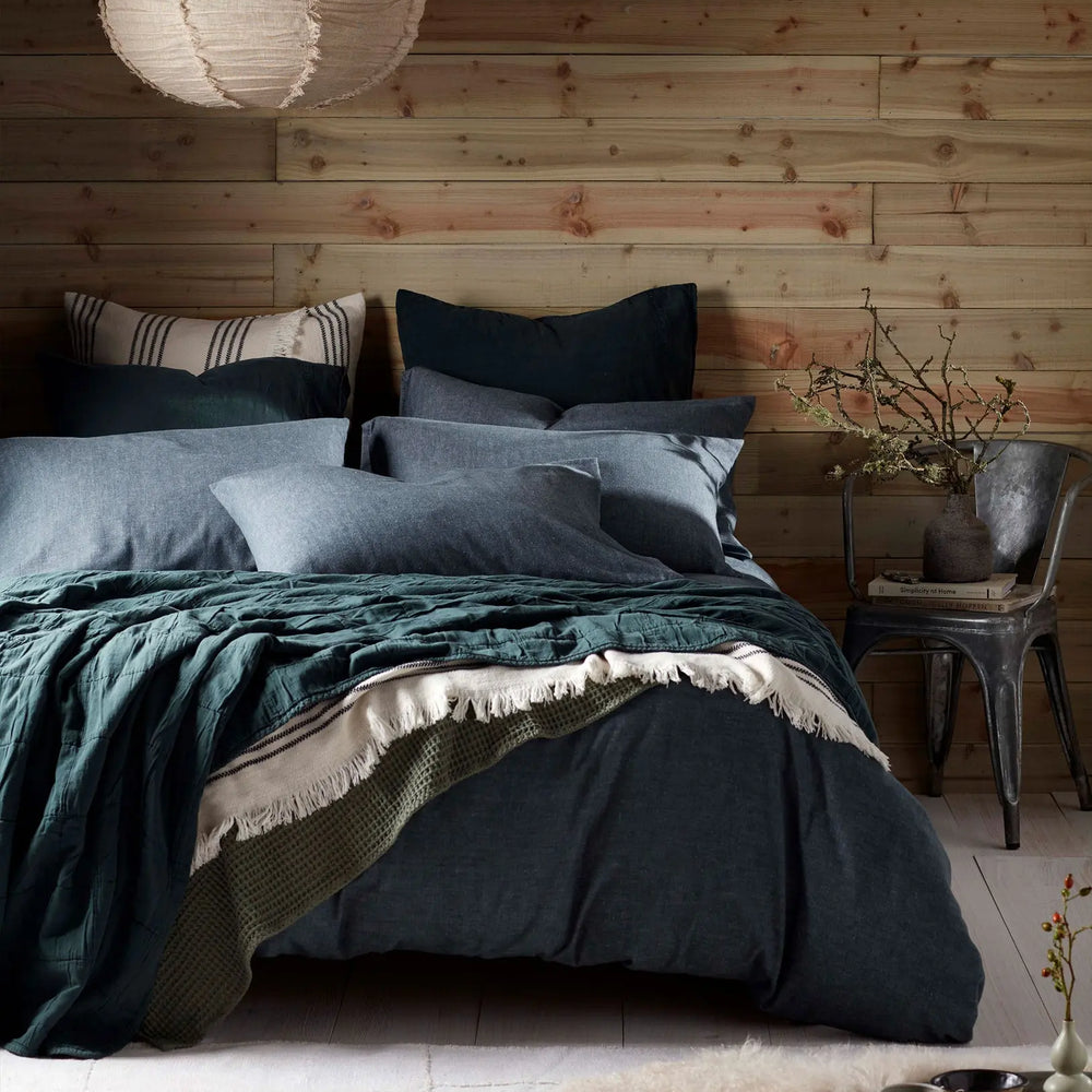 Darkest Spruce Henry Brushed 100% Organic Cotton Bed Linen The Secret Linen Store