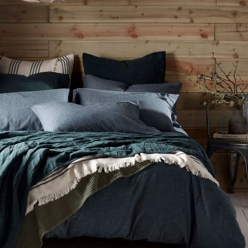 Darkest Spruce Henry Brushed 100% Organic Cotton Bed Linen The Secret Linen Store