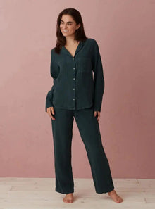  Darkest Spruce Tilly 100% Linen Pyjama Bottoms The Secret Linen Store