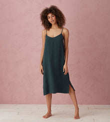  Darkest Spruce Alice 100% Linen Cami Nightie The Secret Linen Store