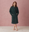 Darkest Spruce Layla 100% Linen Robe The Secret Linen Store