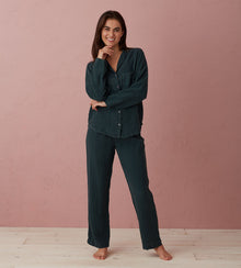  Darkest Spruce Polly 100% Linen Pyjama Top The Secret Linen Store