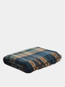  Deep Teal Check Cabin Wool Blanket Piglet