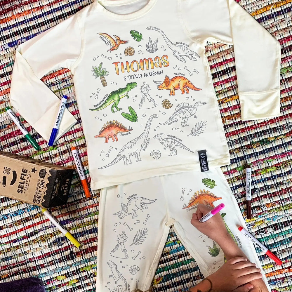 Dinosaur Colour in Pyjamas Selfie Craft Co