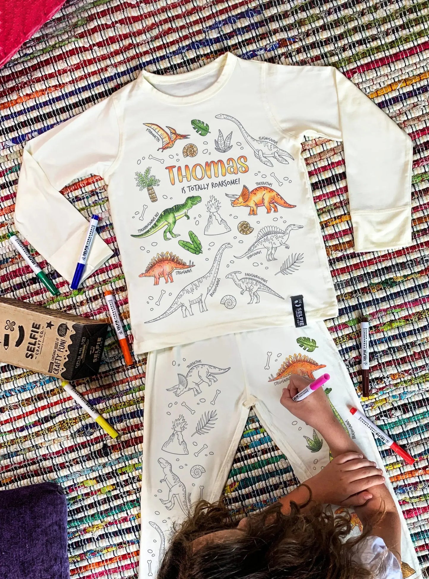 Dinosaur Colour in Pyjamas Selfie Craft Co