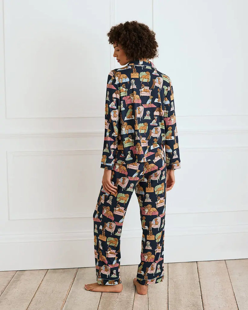 Dogs Night In Print Women's Long Pyjama Set Chelsea Peers