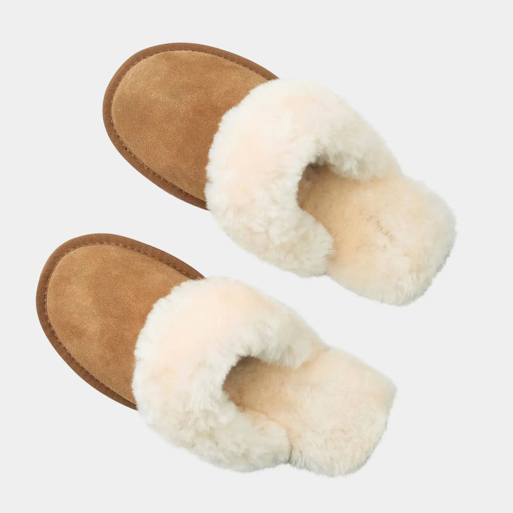 Dolly Chestnut Brown Sheepskin Mule Slippers Tessie Clothing