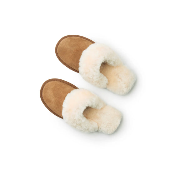 Dolly Chestnut Brown Sheepskin Mule Slippers Tessie Clothing