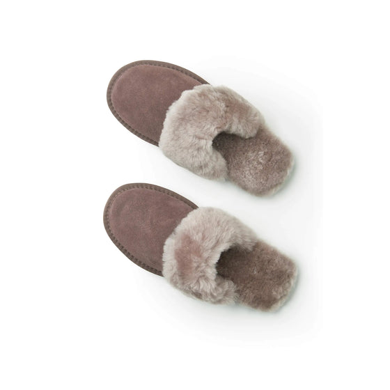 Dolly Truffle Grey Sheepskin Mule Slippers Tessie Clothing