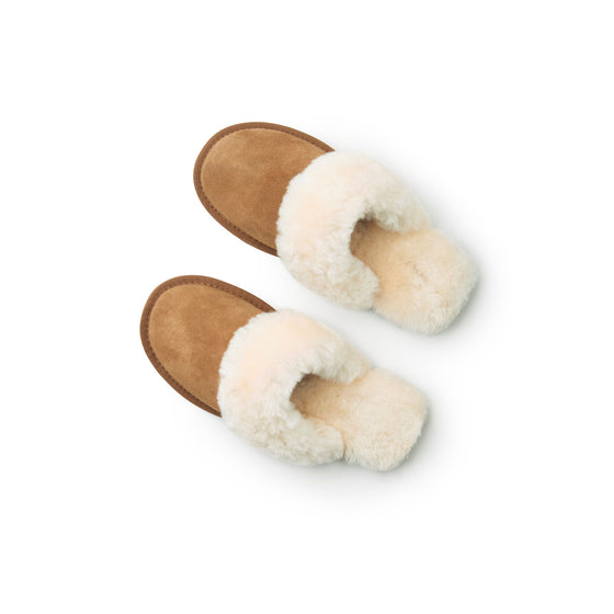 Dolly Chestnut Brown Sheepskin Mule Slippers Tessie Clothing