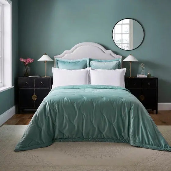 Dorma Burford Velvet Seafoam Bedspread Dunelm