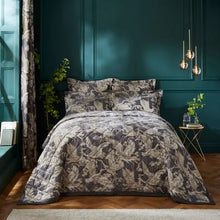  Dorma Gilded Crane Charcoal Bedspread Dunelm