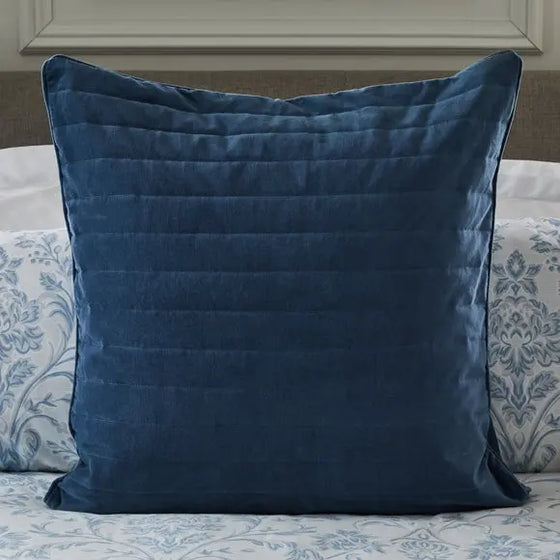 Dorma Remington Cotton Velvet Blue Continental Square Pillowcase Dunelm