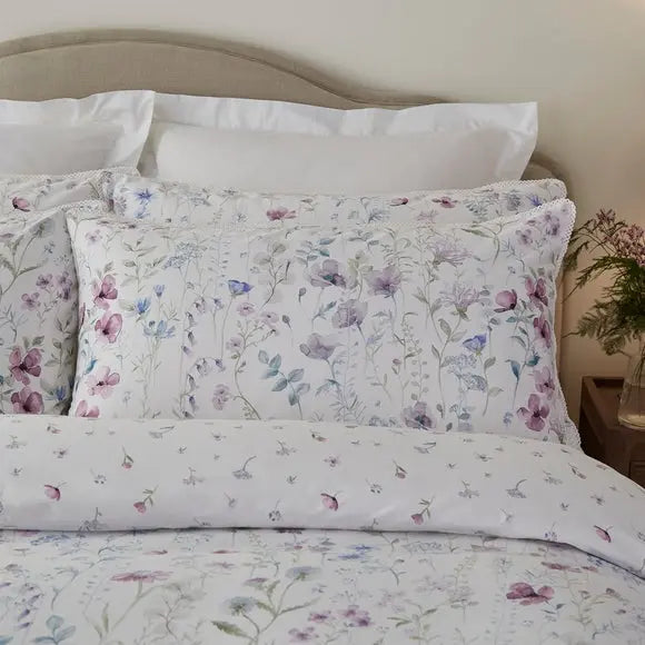 Dorma Wildflower Mauve Cotton Pillowcase Pair Dunelm