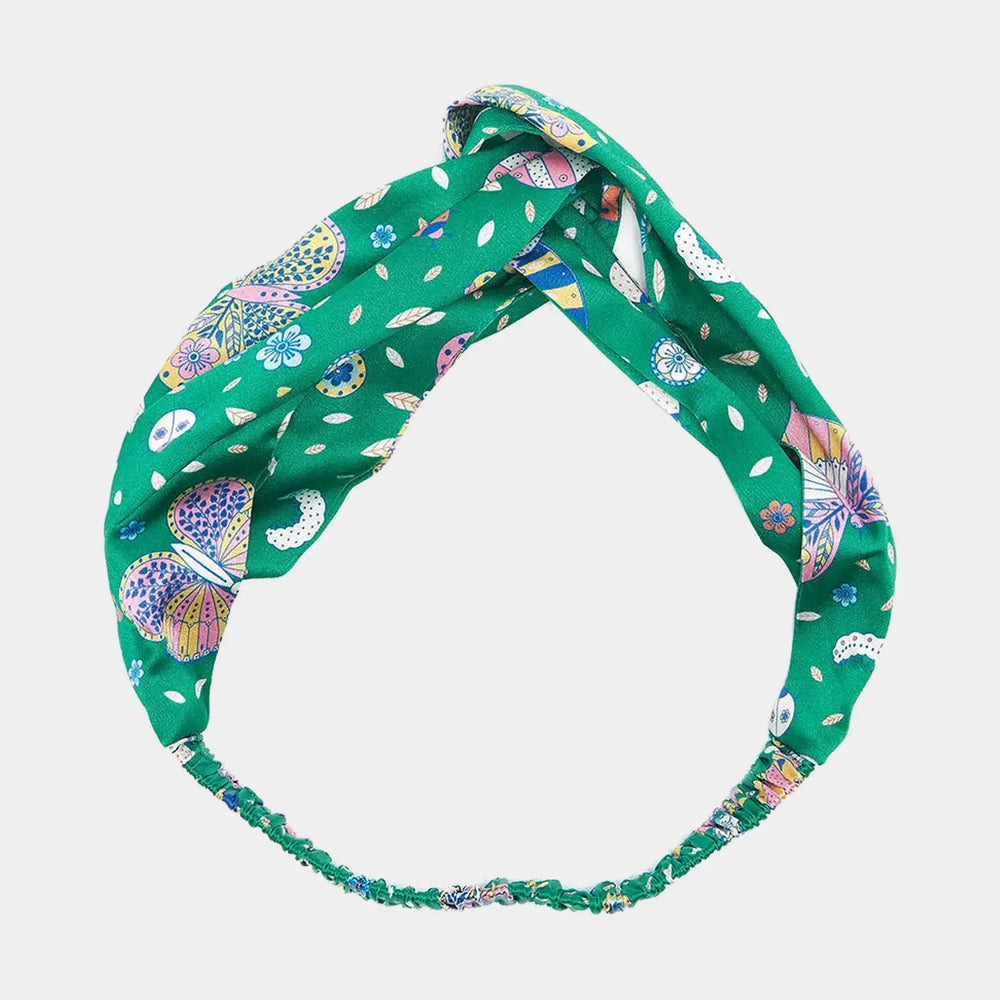 Dottie Silk Headband in Rainforest Butterfly Sleepy Wilson