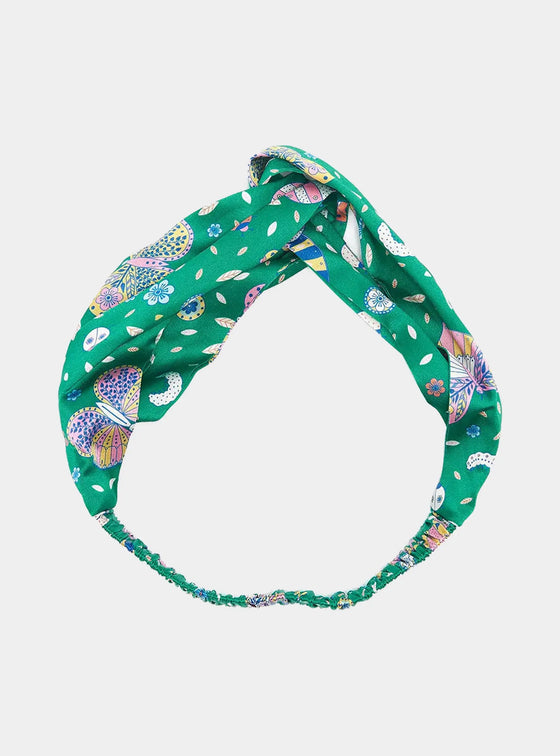 Dottie Silk Headband in Rainforest Butterfly Sleepy Wilson