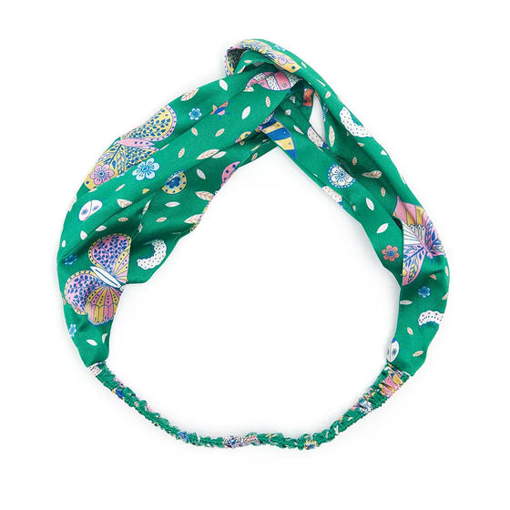 Dottie Silk Headband in Rainforest Butterfly Sleepy Wilson