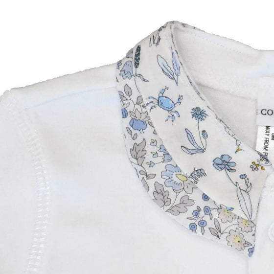 Double Collar Baby-Grow Made With Liberty Fabric THEO & D'ANJO BLUE Coco & Wolf