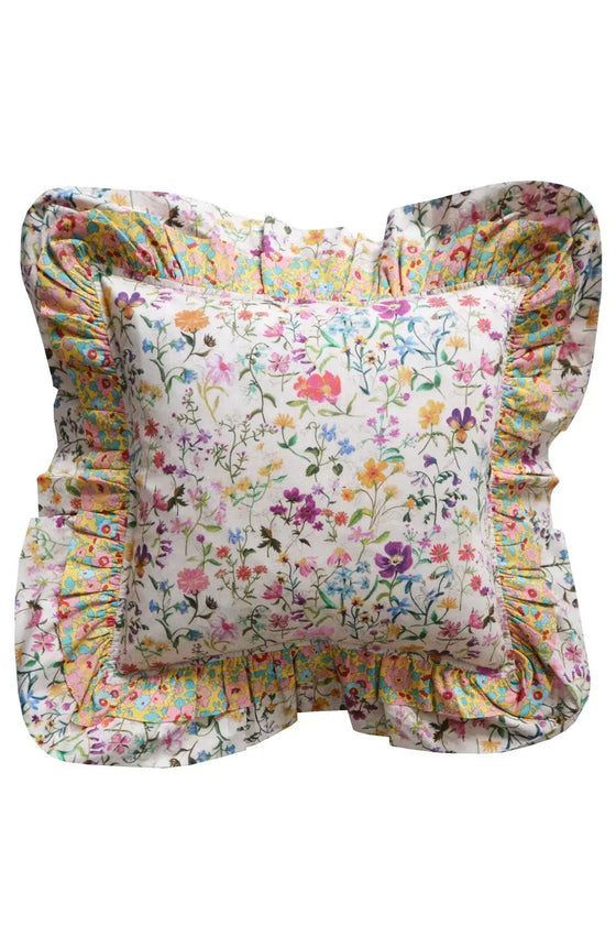 Double Ruffle Cushion Made With Liberty Fabric LINEN GARDEN Coco & Wolf