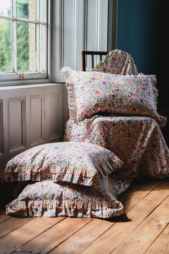 Double Ruffle Cushion Made With Liberty Fabric LINEN GARDEN Coco & Wolf