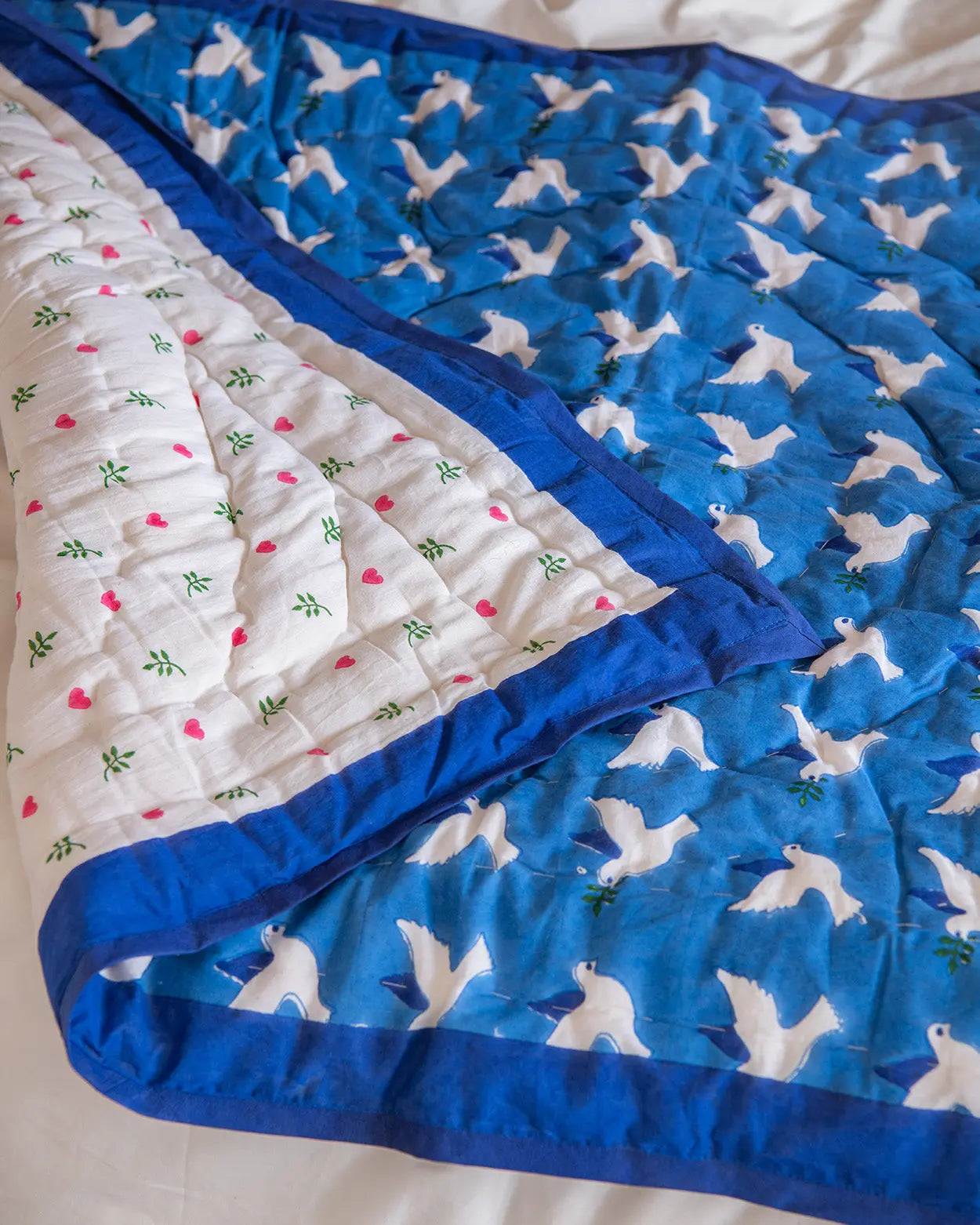 Dove & Heart Reversible Baby & Toddler Quilt Lulu and Nat