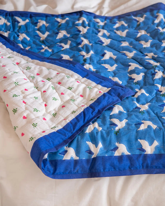 Dove & Heart Reversible Baby & Toddler Quilt Lulu and Nat