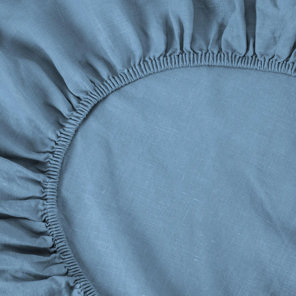 Dusk Blue Linen Blend Fitted Sheet Piglet