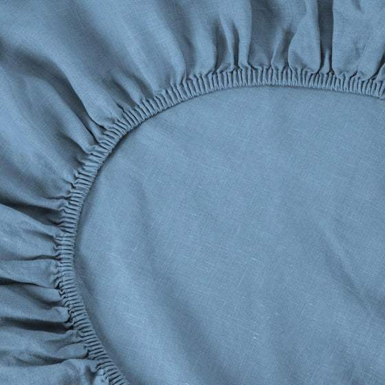 Dusk Blue Linen Blend Fitted Sheet Piglet