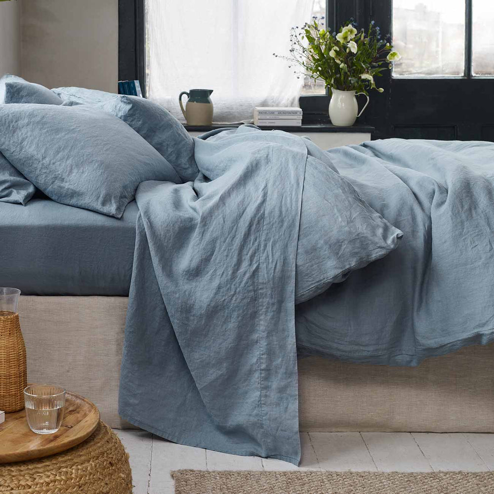 Dusk Blue Linen Blend Flat Sheet Piglet