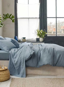  Dusk Blue Linen Duvet Cover Piglet