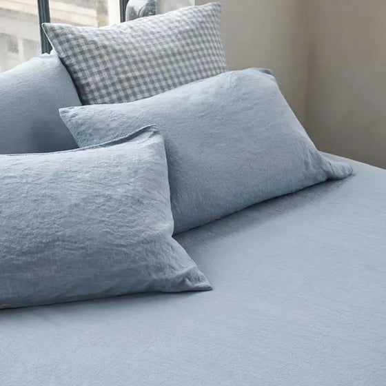 Dusk Blue Linen Fitted Sheet Piglet