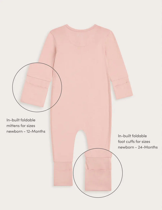 Dusty Pink Baby Long Sleeve Bamboo Romper Boody